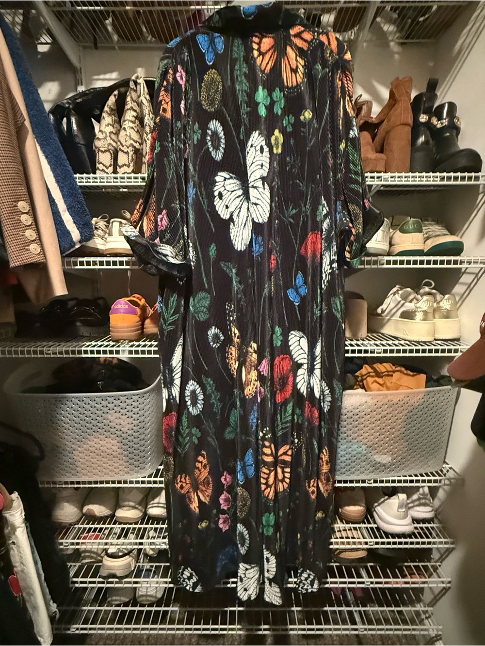 Dressed in LaLa Folklore Florals Plisse Dress Size Large - Picture 2 of 4